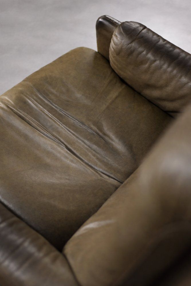 Mid Century Modern German Brown Leather Lounge Swivel Chair From Musterring, 1960s photo 2018.0