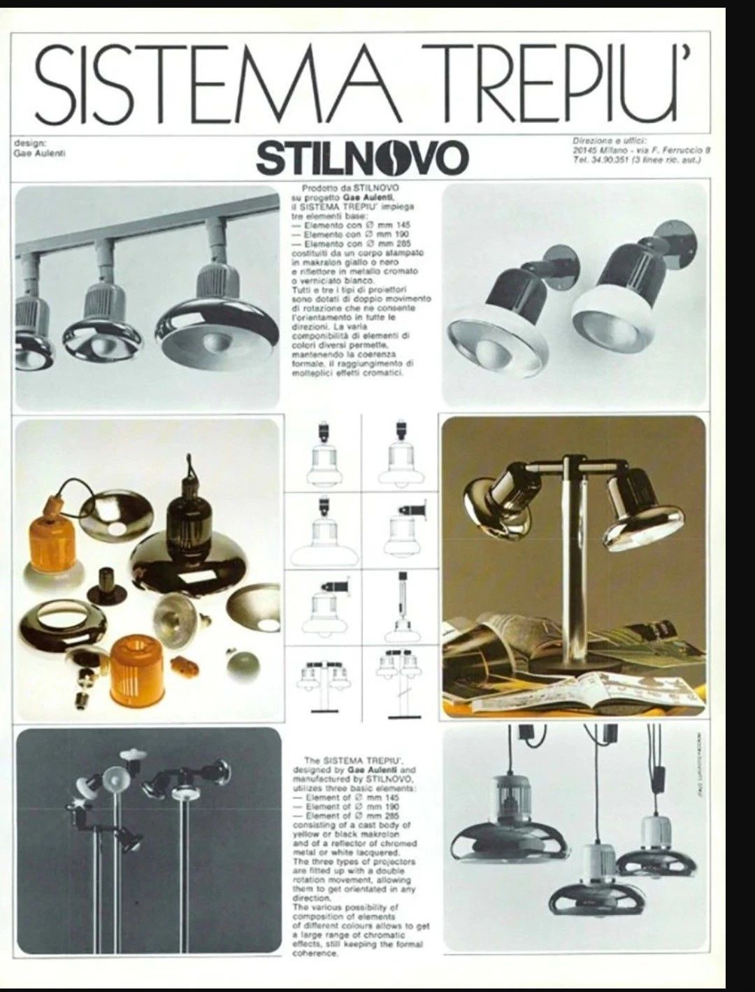 photo vintage Table Lamp Stilnovo Mod. Trepiu' / Gae Aulenti And Livio Castiglioni 1972