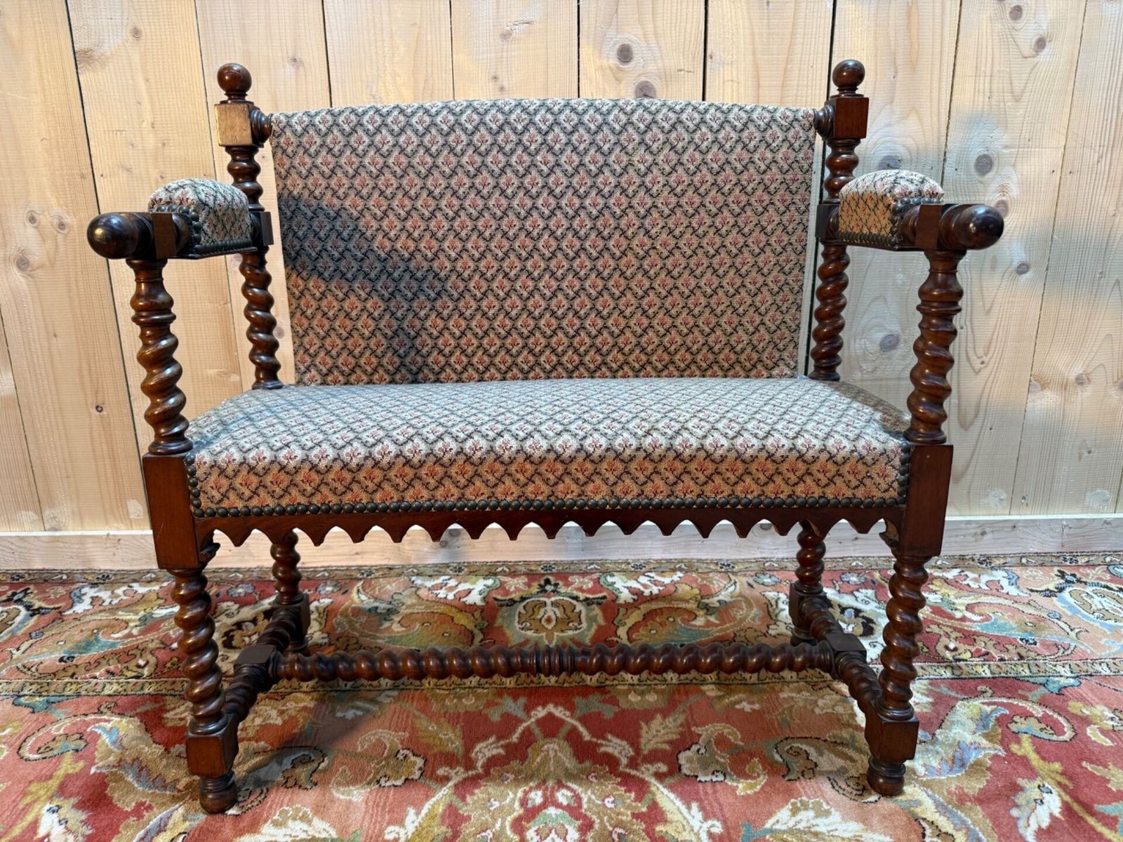 Petit Banc D'office En Acajou De Style Louis XIII photo for sale