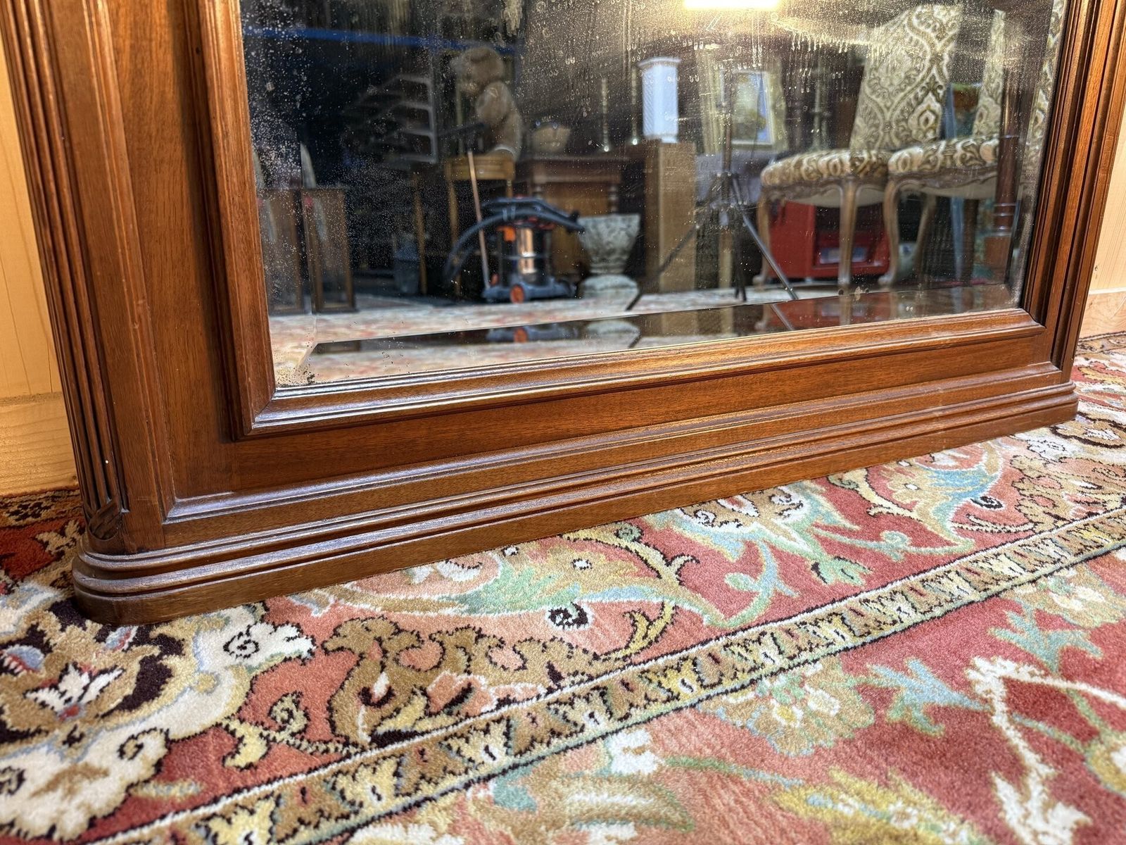 Grand Miroir En Noyer époque Art Déco photo for sale