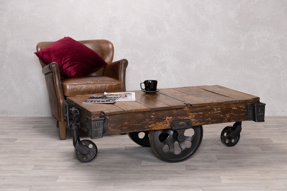 Industrial Style Trolley Cart Coffee Table