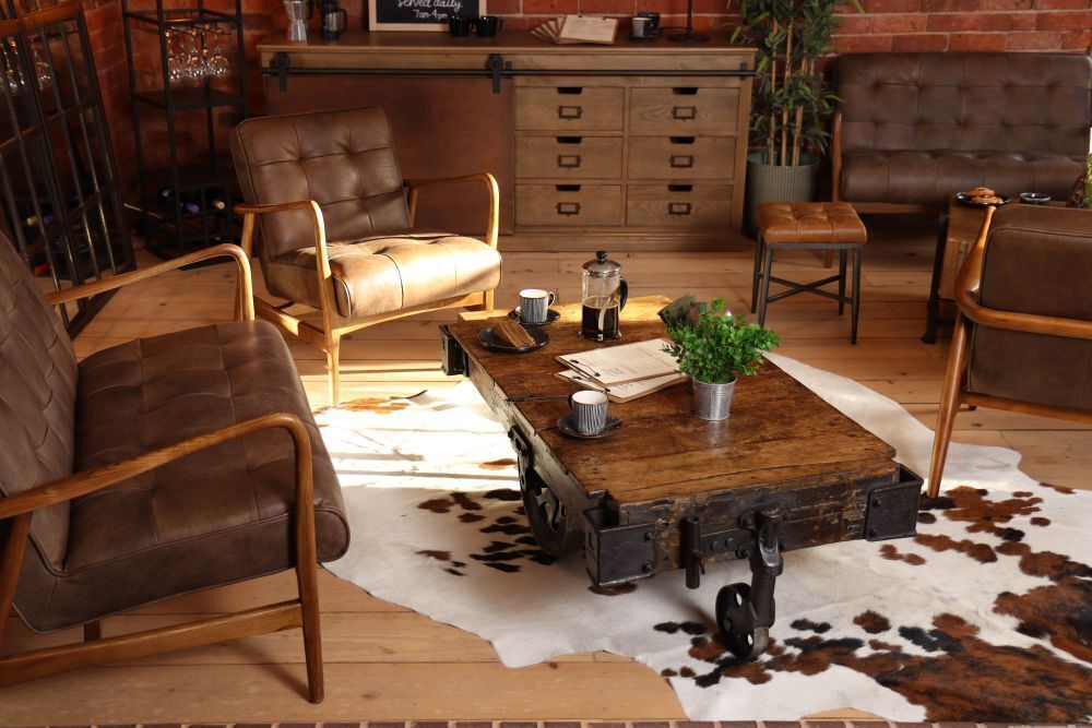 photo vinterior Industrial Style Trolley Cart Coffee Table