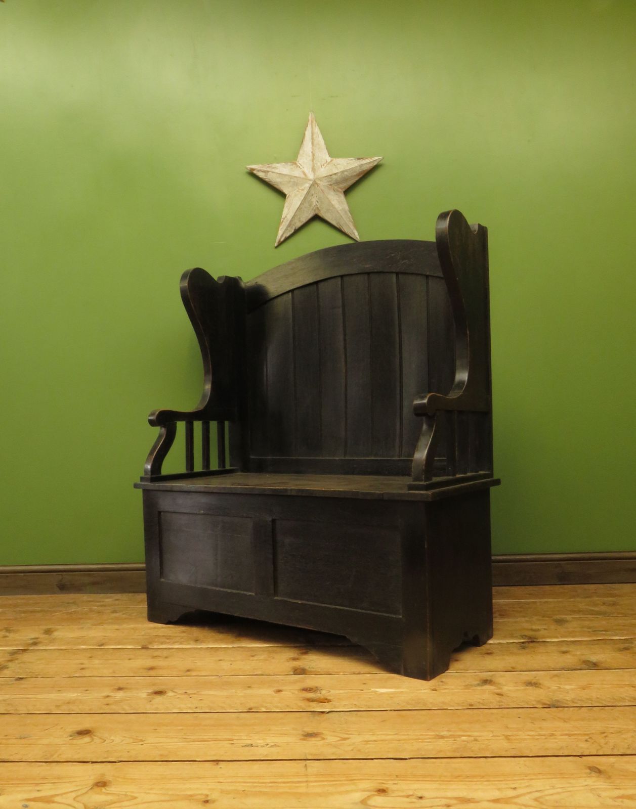 photo buy Arts And Crafts Oak Tavern Bench With Locker Seat