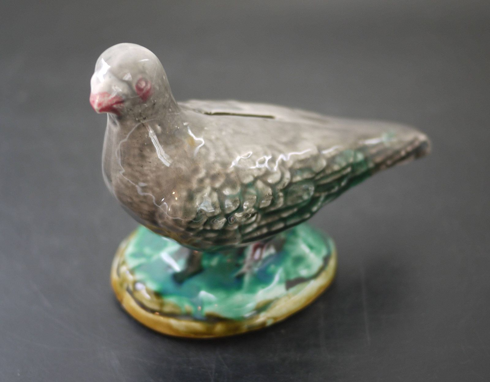 photo for sale Antique French Majolica Pigeon Money Boxes Pair By Onnaing