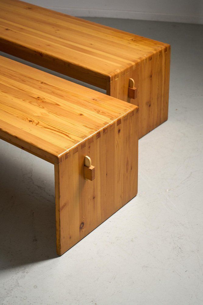 Pine Wood Benches, 1970s, Set Of 2 photo furniture