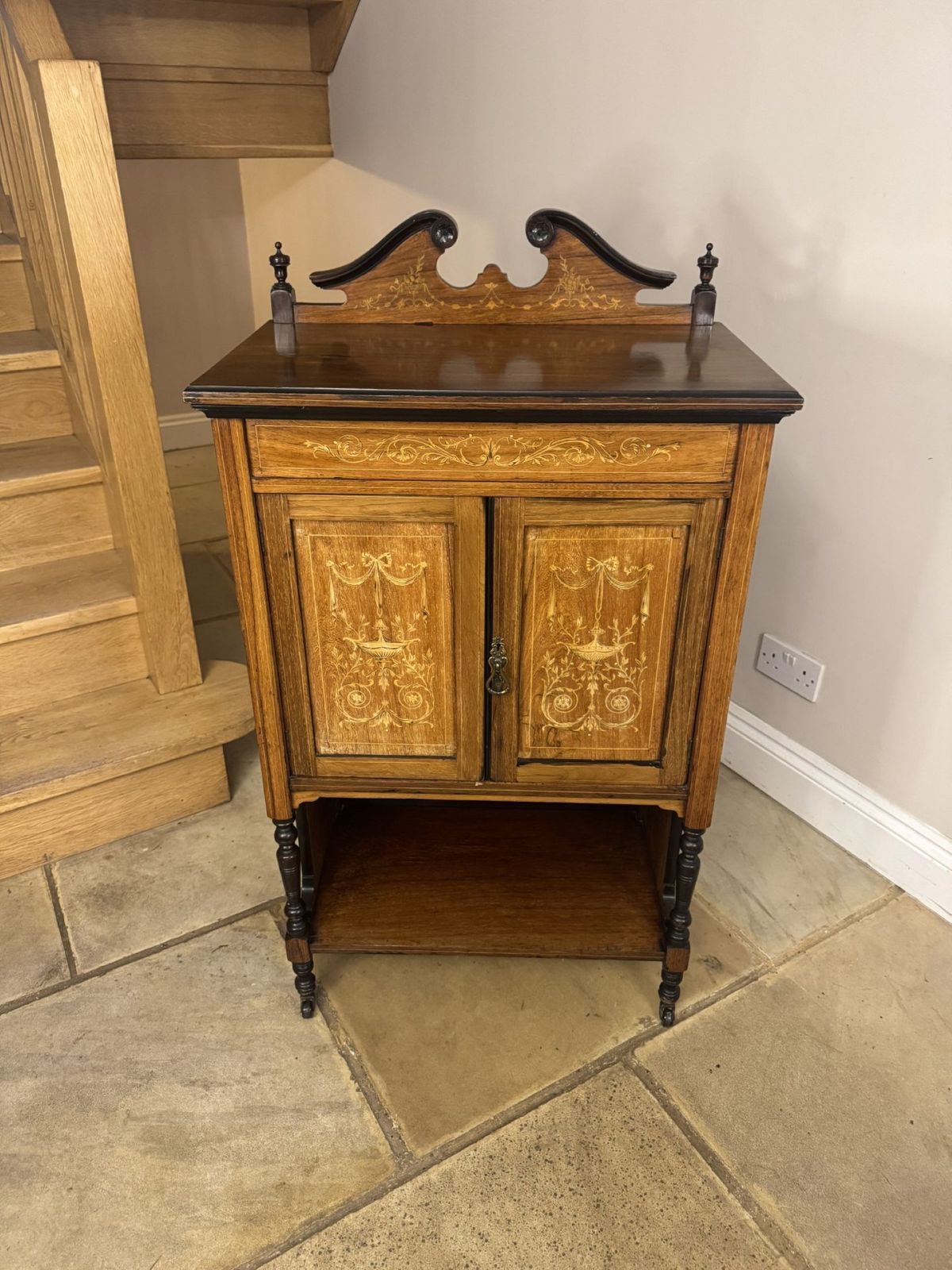 Pretty Antique Mahogany Inlaid Music Cabinet photo for sale