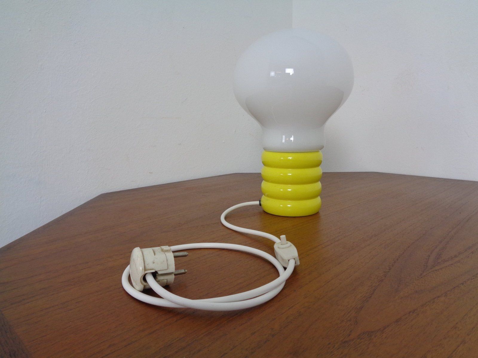 Yellow Opaline Glass Bulb Lamp By Ingo Maurer For M Design, 1960s photo vintage
