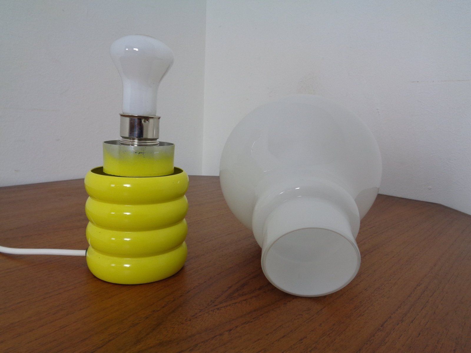 850.0 Yellow Opaline Glass Bulb Lamp By Ingo Maurer For M Design, 1960s photo
