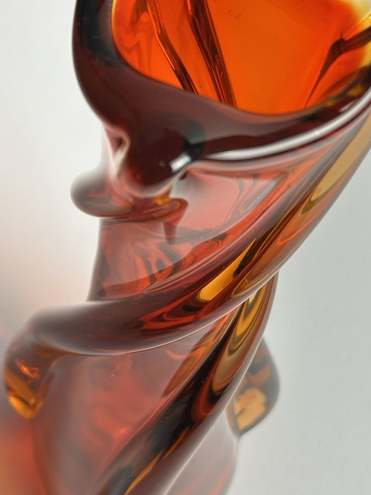 1960s Murano Swung Glass Vase In Red & Amber Sommerso photo furniture