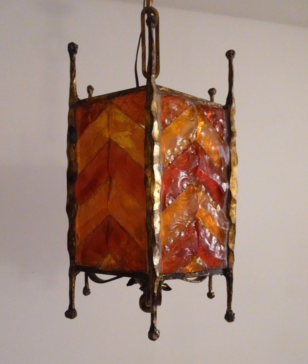 Mid Century Modern Brutalist Glass Pendant From Poliarte, 1970s photo buy