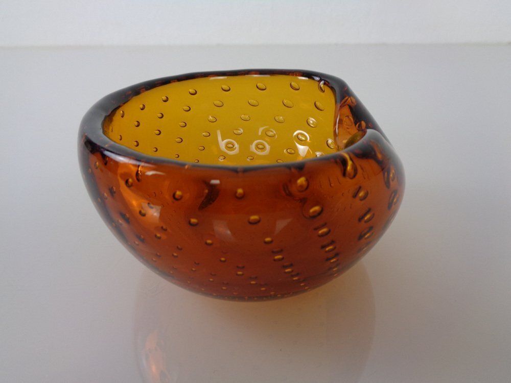 Home Decor Amber Sommerso Murano Glass Ashtray, Italy, 1960s photo