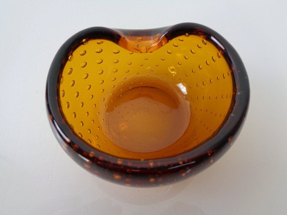 199.0 Amber Sommerso Murano Glass Ashtray, Italy, 1960s photo