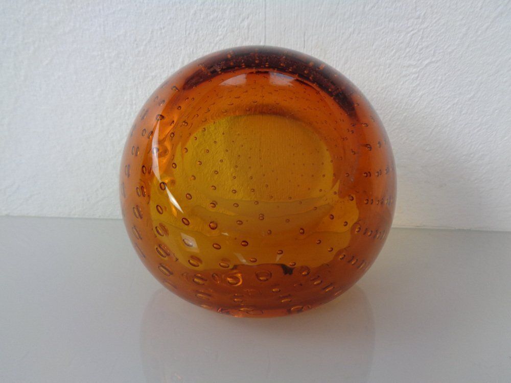 photo vinterior Amber Sommerso Murano Glass Ashtray, Italy, 1960s