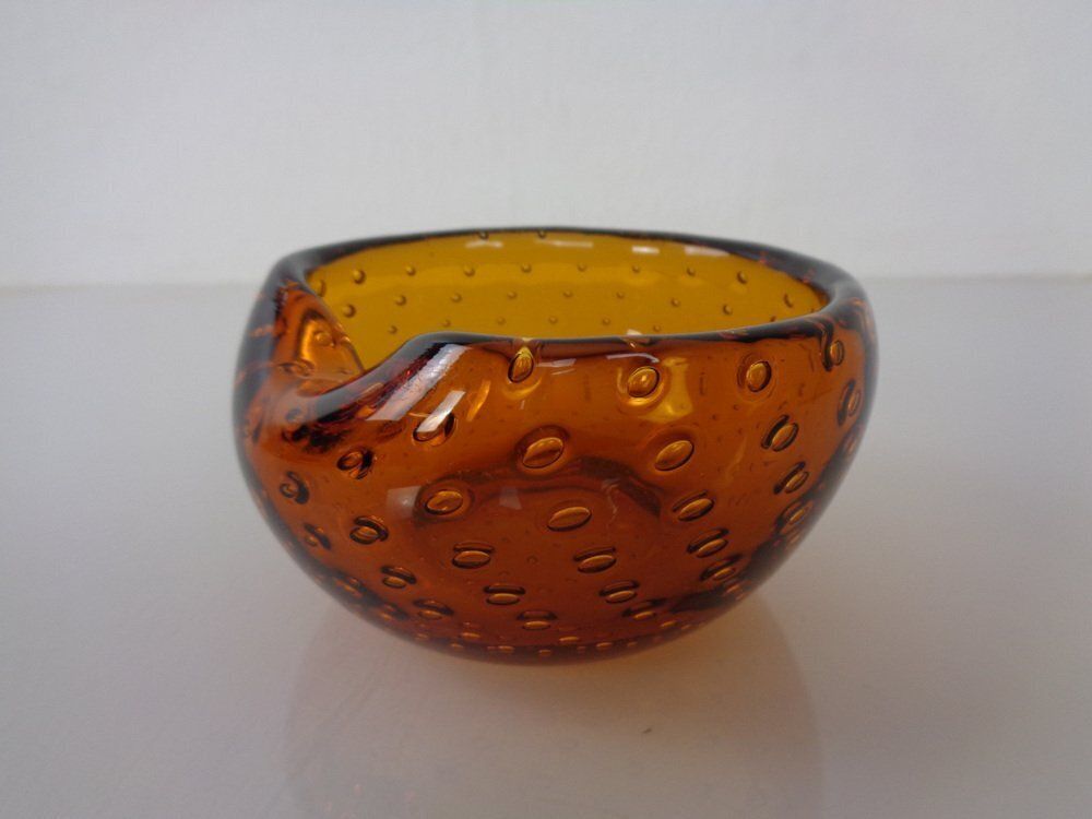 photo buy Amber Sommerso Murano Glass Ashtray, Italy, 1960s