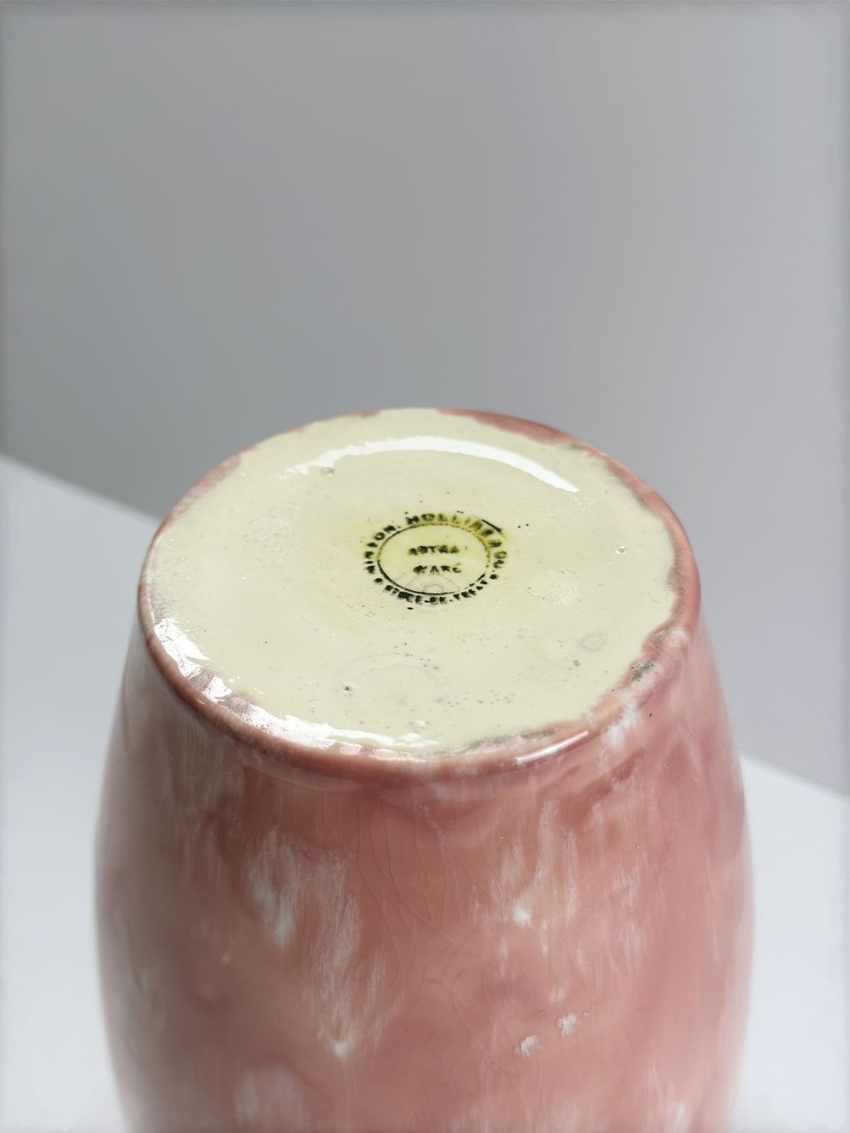 1920s Minton Hollins Astra Ware Rose Pink Drip Glaze Ceramic Vase photo vintage