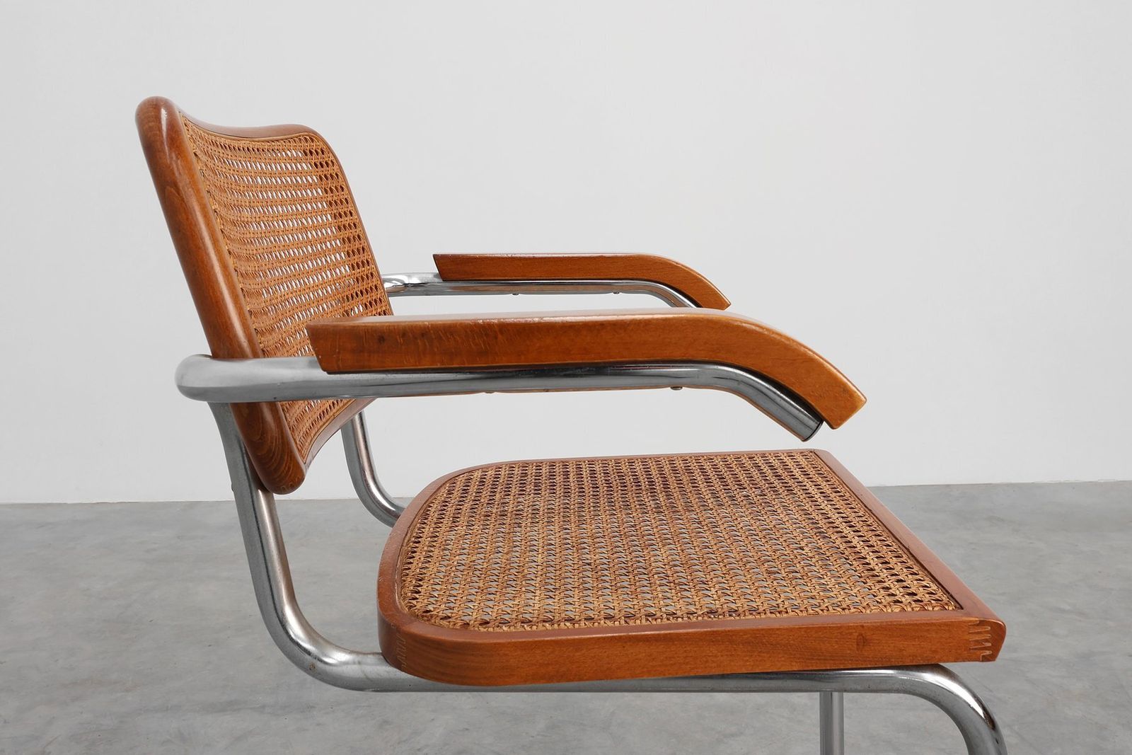Bauhaus Armchair In Tubular Steel, Wood And Rattan, 1920 photo for sale