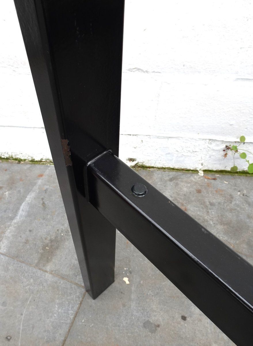 photo vinterior Minimalist High Metal And Smoke Glass 2 Tiered Side Table, 1980s