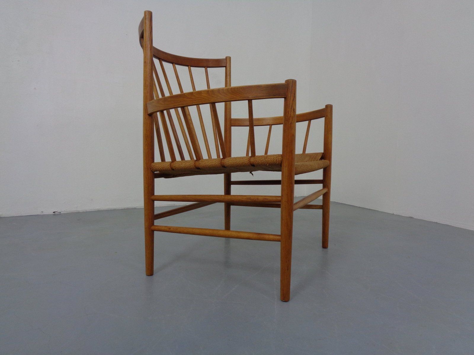 J82 Oak And Papercord Armchair By Jørgen Bækmark For Fdb Møbler, Denmark, 1960s photo 2700.0