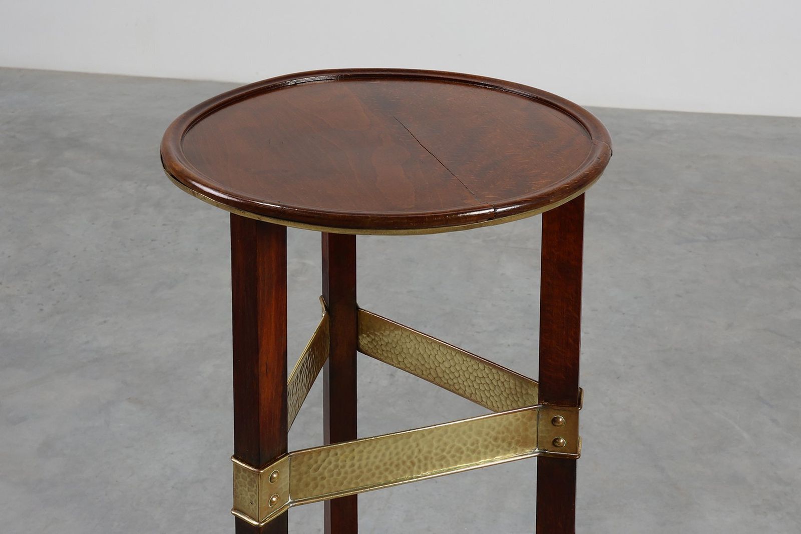 Art Nouveau Pedestal In Wood And Brass, Belgium, 1910s photo furniture