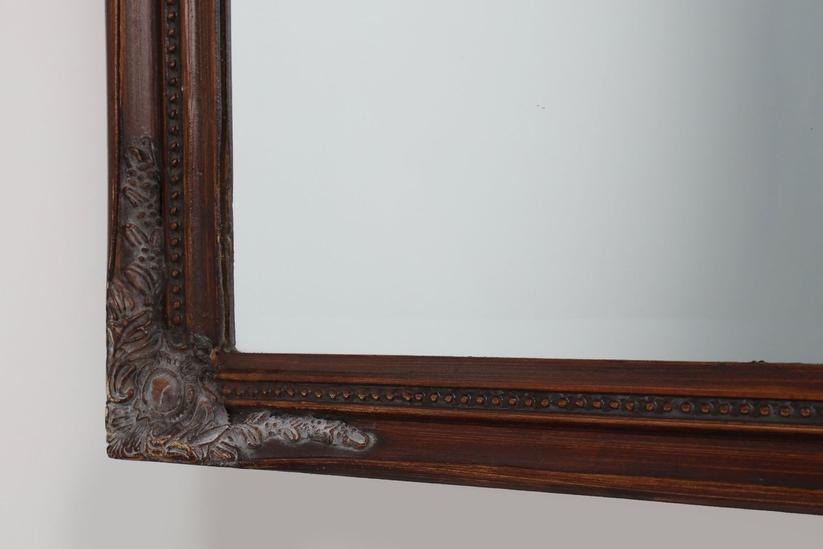 Antique Facet Cut Mirror With Carved Wood Frame, France, 1850s photo vintage