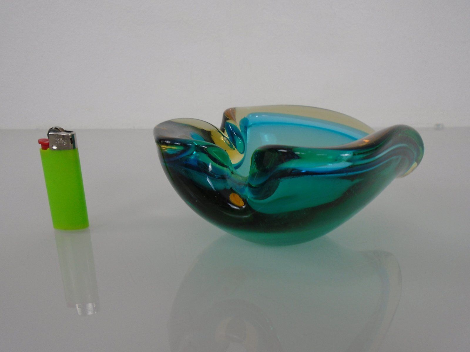 Brown & Turquoise Sommerso Murano Glass Ashtray, Italy, 1960s photo Home Decor