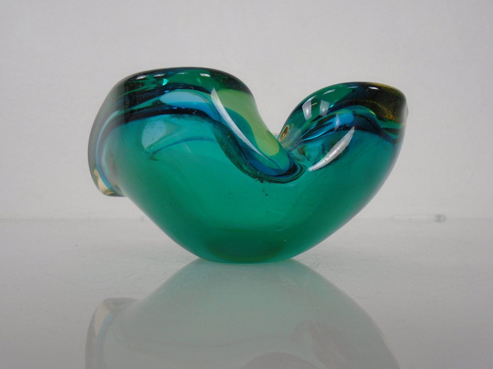 Brown & Turquoise Sommerso Murano Glass Ashtray, Italy, 1960s photo 208.0