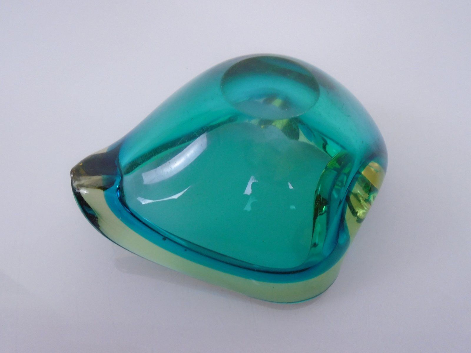 photo for sale Brown & Turquoise Sommerso Murano Glass Ashtray, Italy, 1960s