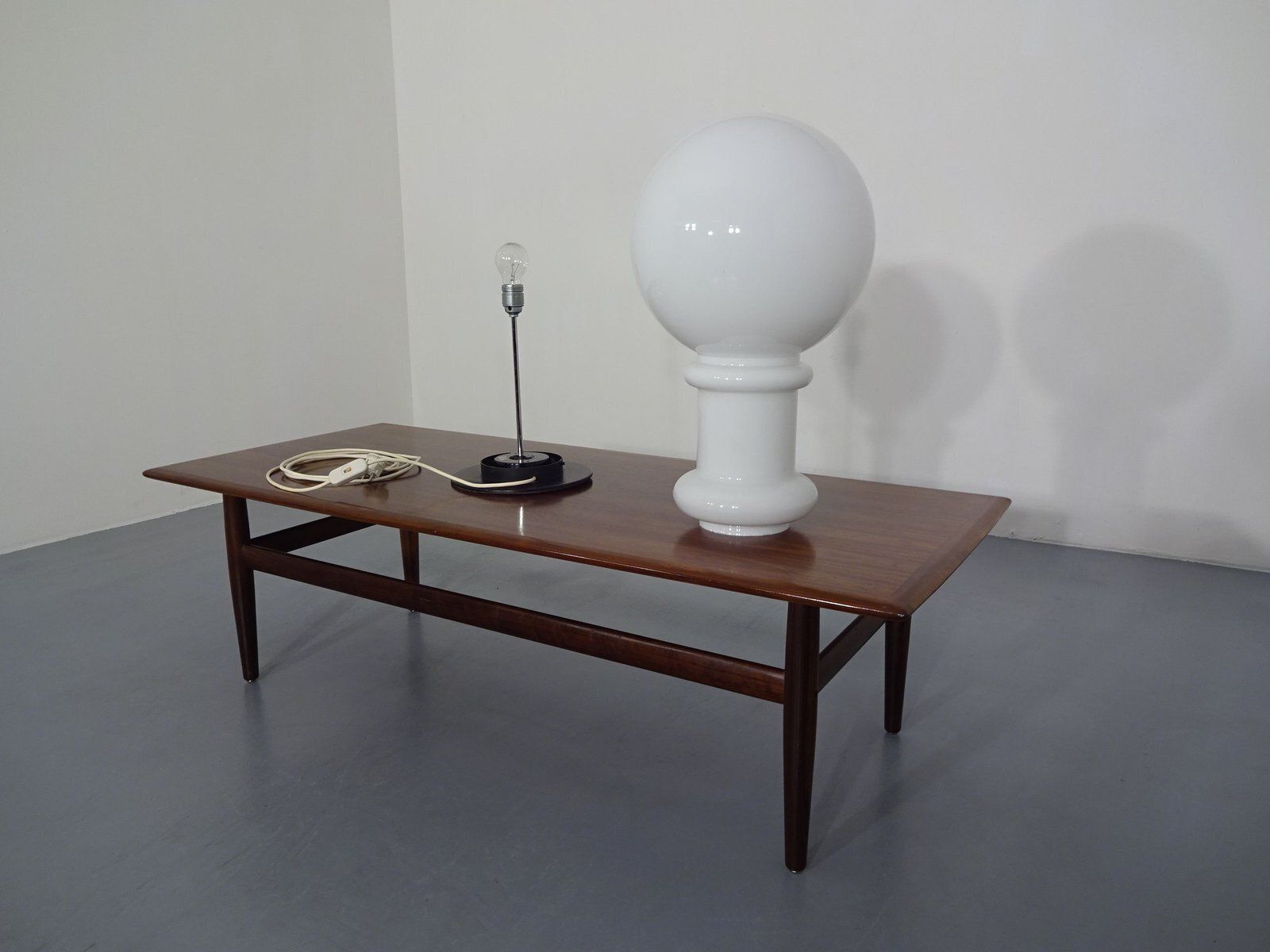 Opal Glass Floor Lamp From Glashütte Limburg, Germany, 1960s photo vinterior