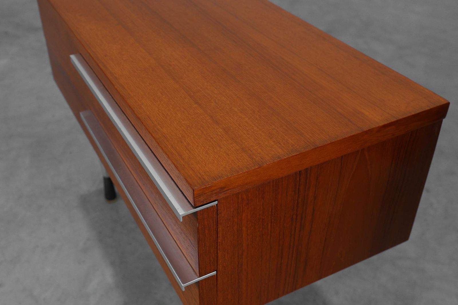 Mid Century Modern French Nightstands In Teal Veneer And Chrome, 1960s, Set Of 2 photo vintage