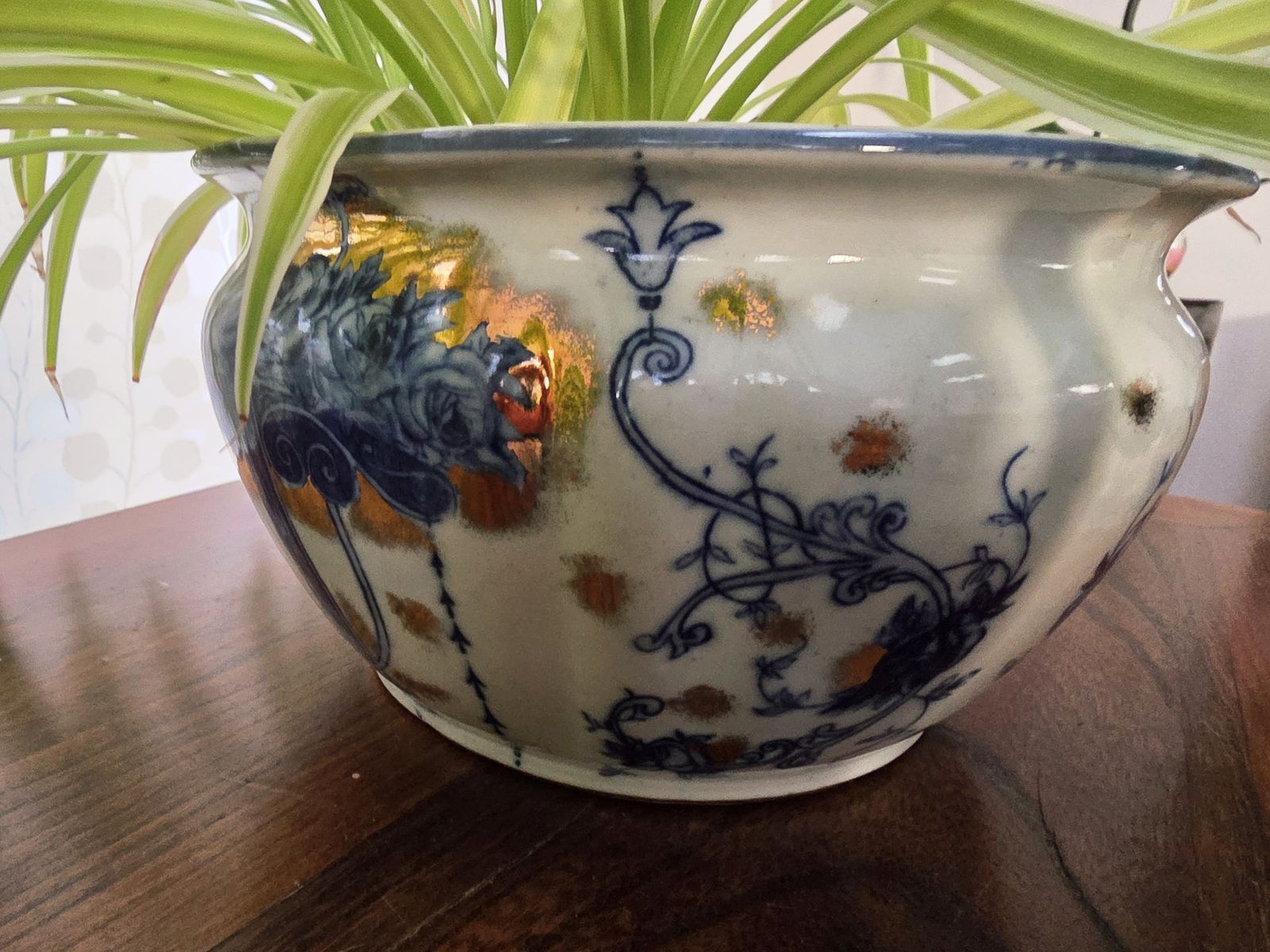 Blue & White Oriental Design Chamber Plant Pot photo Home Decor