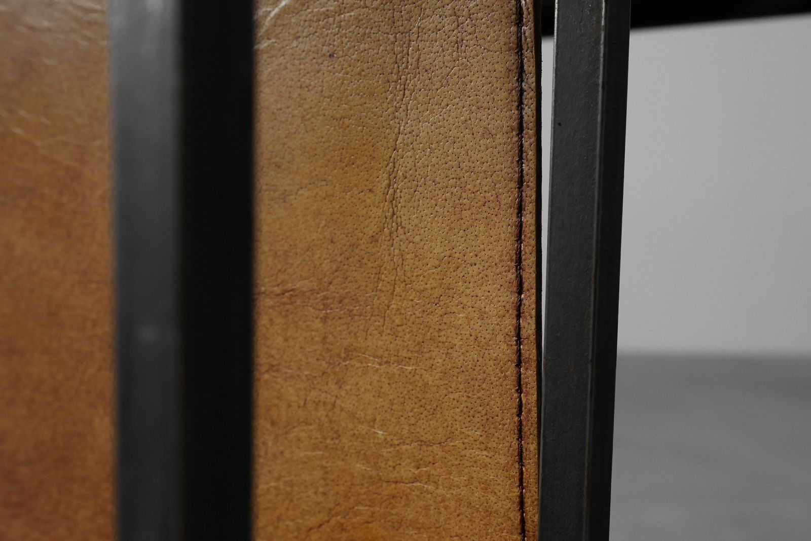 Mid Century Magazine Holder In Metal, Wood And Leather, Belgium, 1960s photo vintage