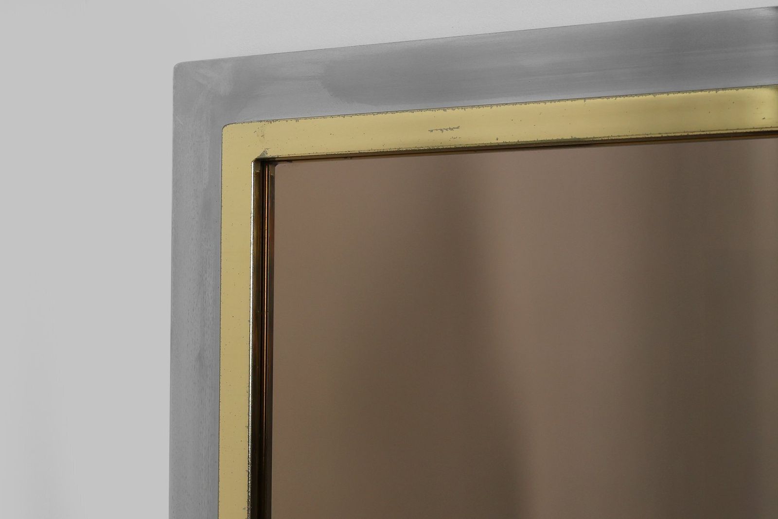 Large Mid Century Mirror In Metal And Fumé Glass From Belgo Chrome, Belgium, 1980s photo furniture