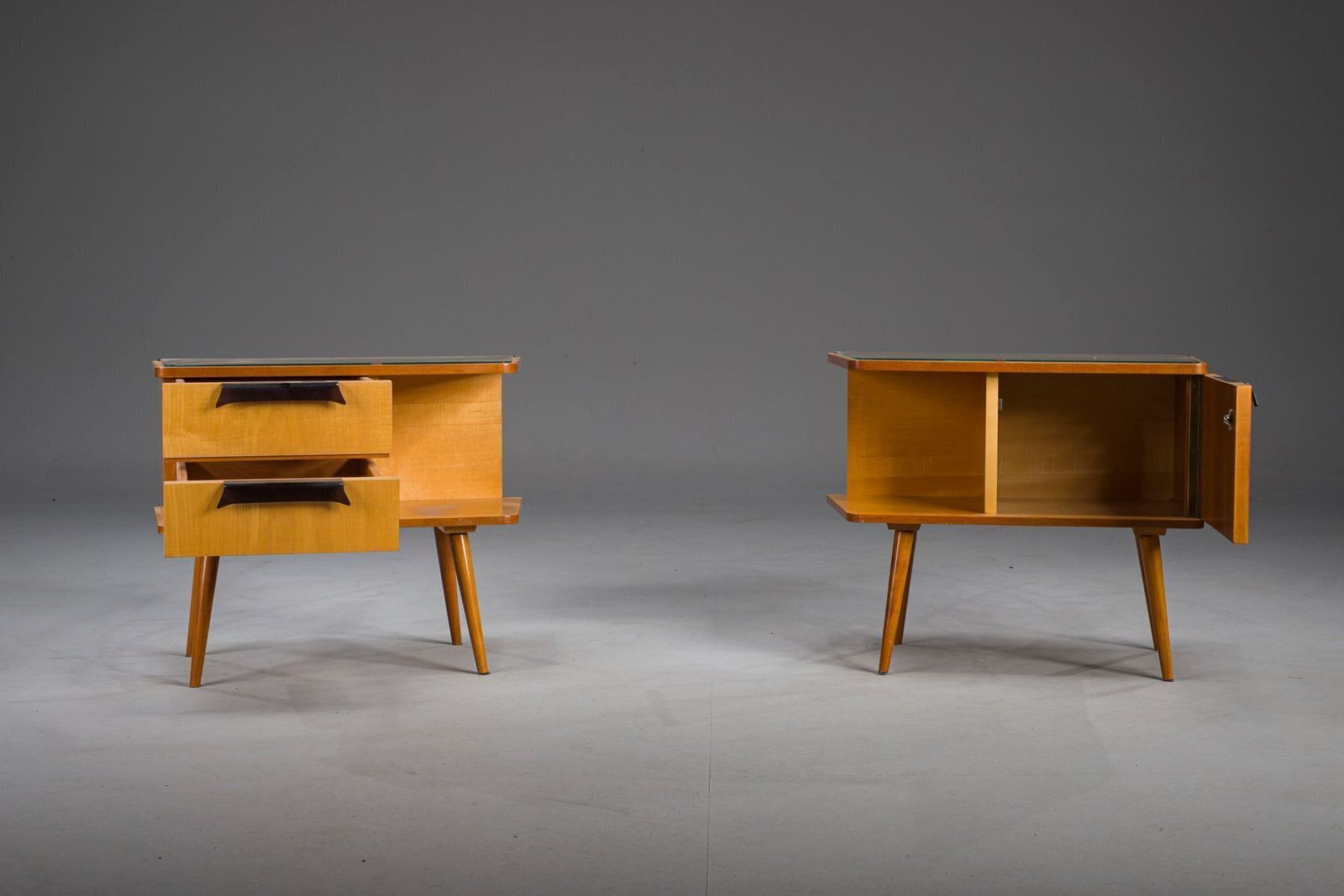 Vintage German Cherry Nightstands, 1960s, Set Of 2 photo Furniture