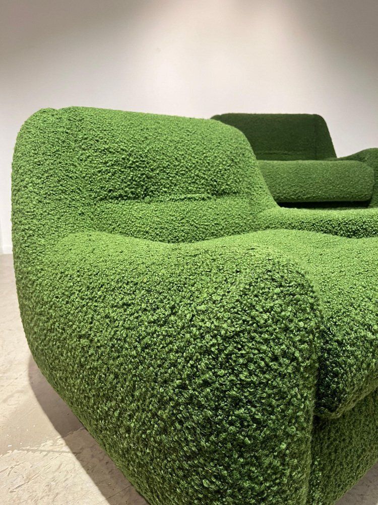 photo furniture Green Bouclette Armchairs, 1970s, Set Of 2