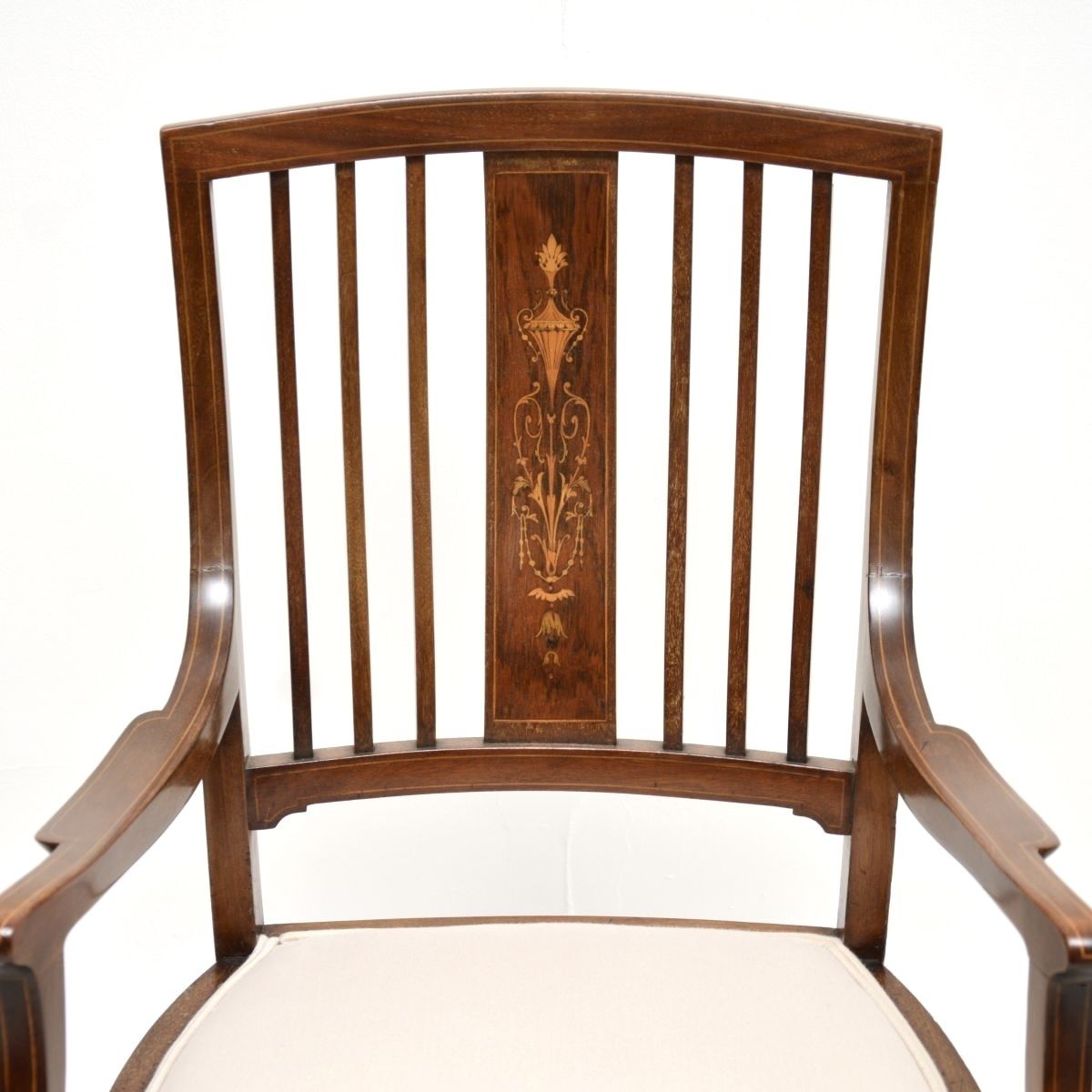 Antique Edwardian Inlaid Mahogany Armchair photo Furniture