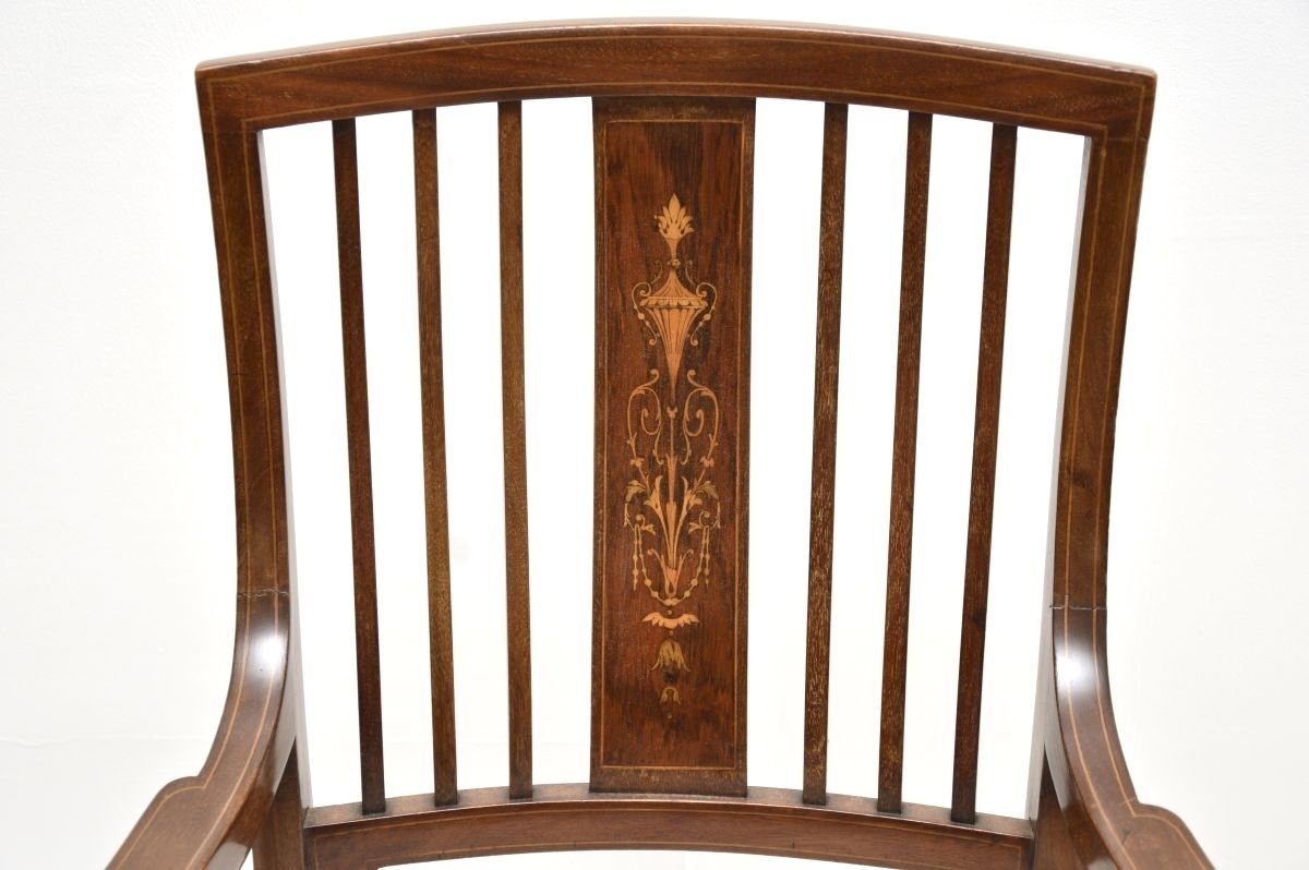 Antique Edwardian Inlaid Mahogany Armchair photo 709.0