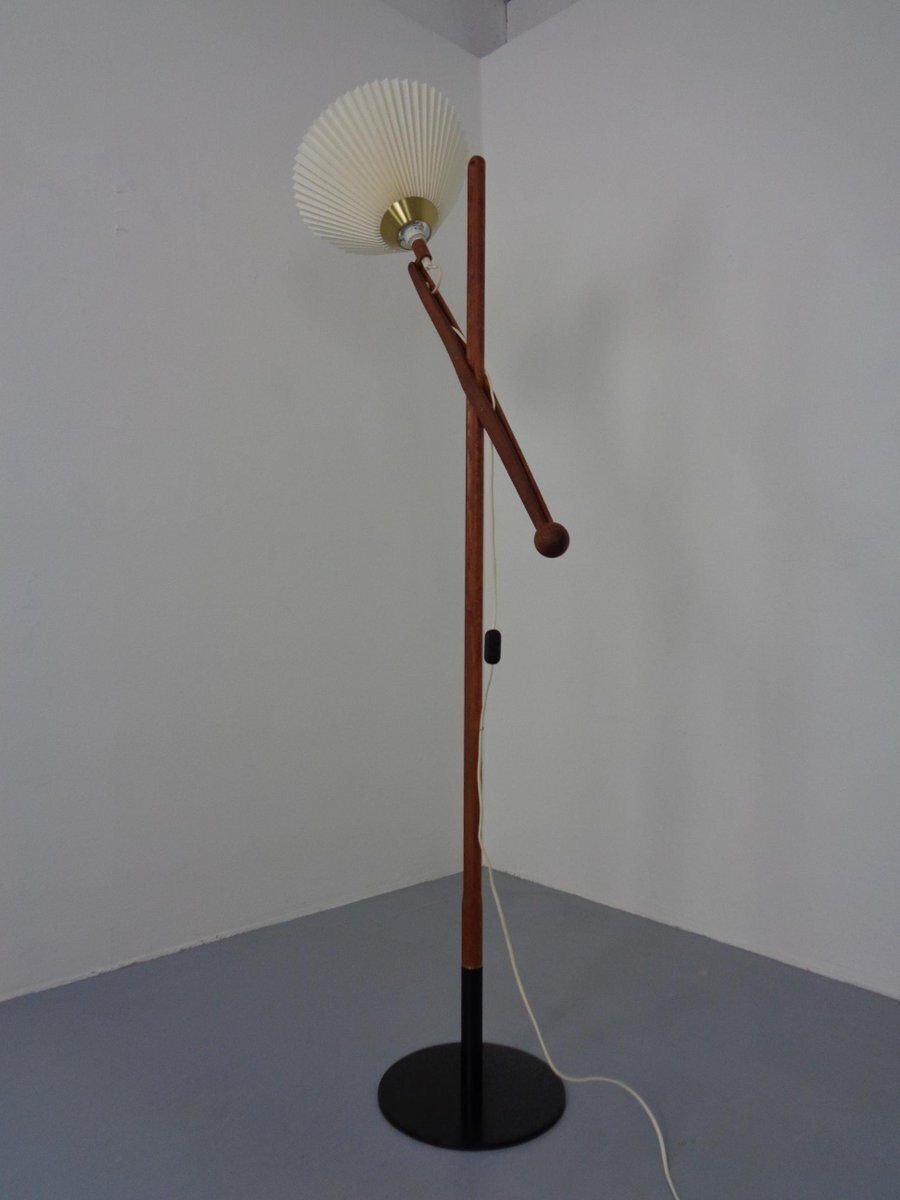 Model 325 Adjustable Floor Lamp In Teak By Vilhelm Wohlert For Le Klint, Denmark, 1950s photo for sale