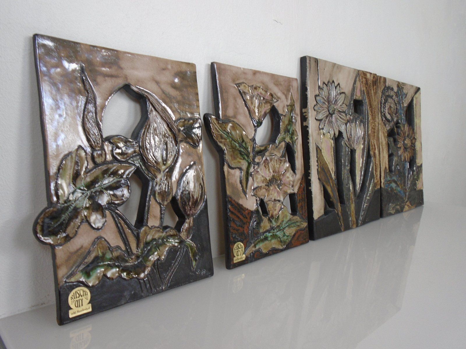 Ceramic Wall Plaques From Ruscha, Germany, 1960s, Set Of 4 photo furniture