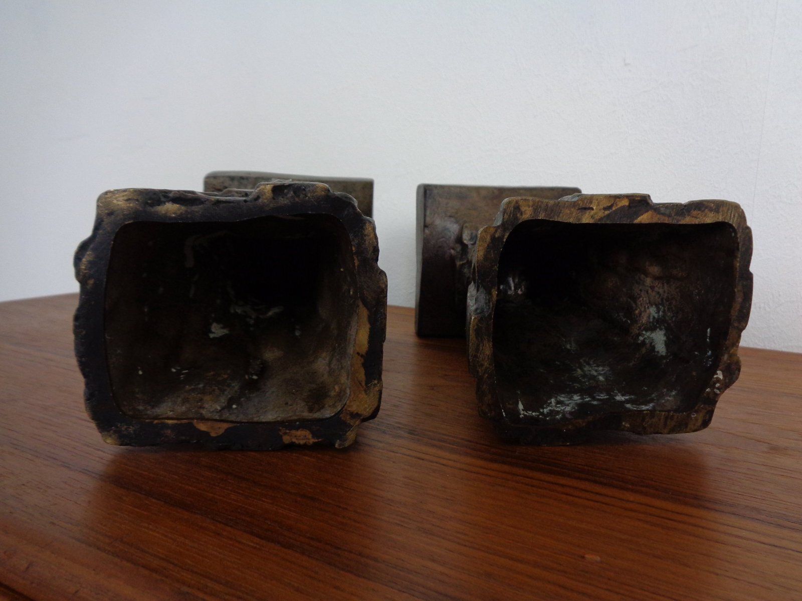 Home Decor Large Brutalist German Bronze Candleholders, 1960s, Set Of 2 photo