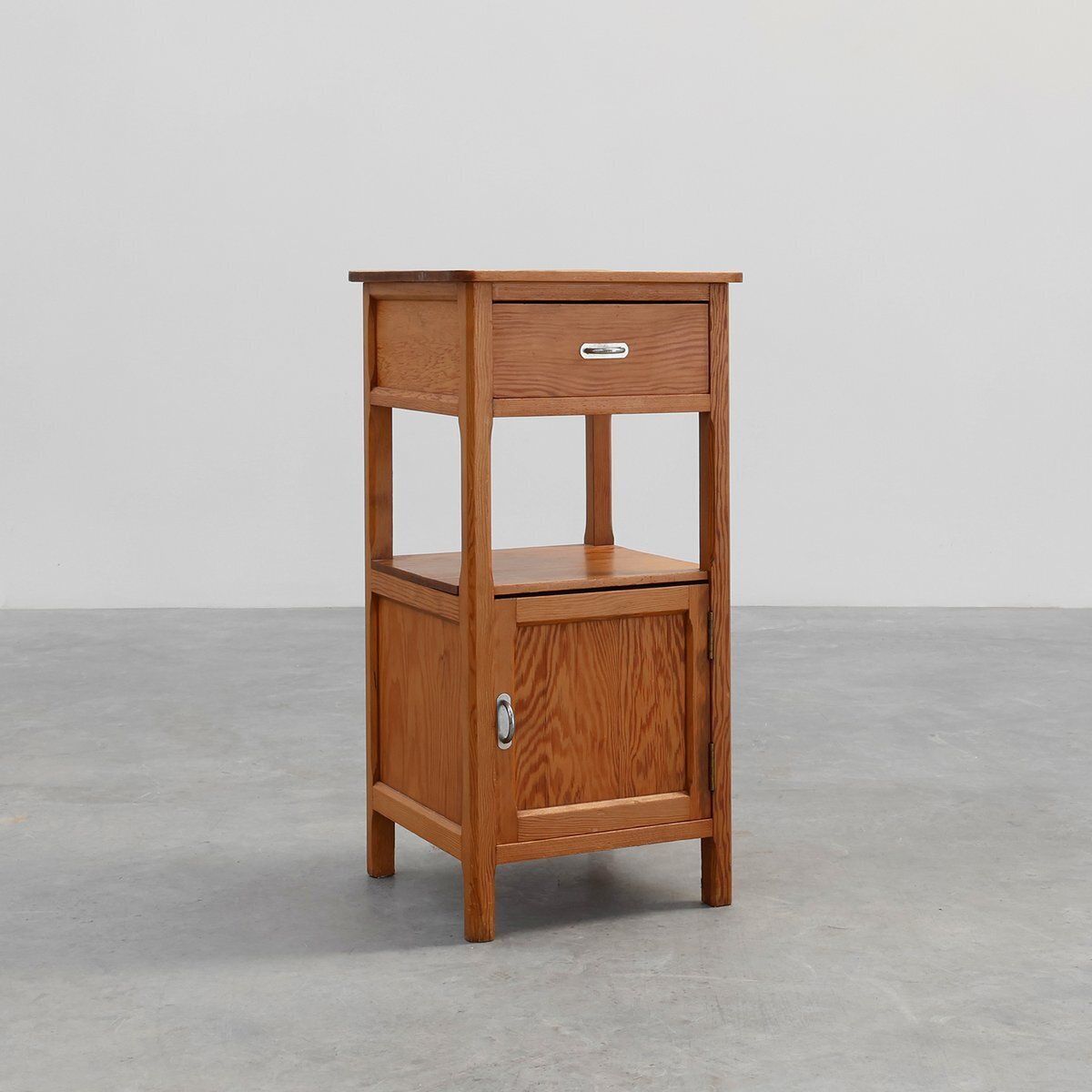 Vintage French Art Deco Nightstand In Pine, 1940s