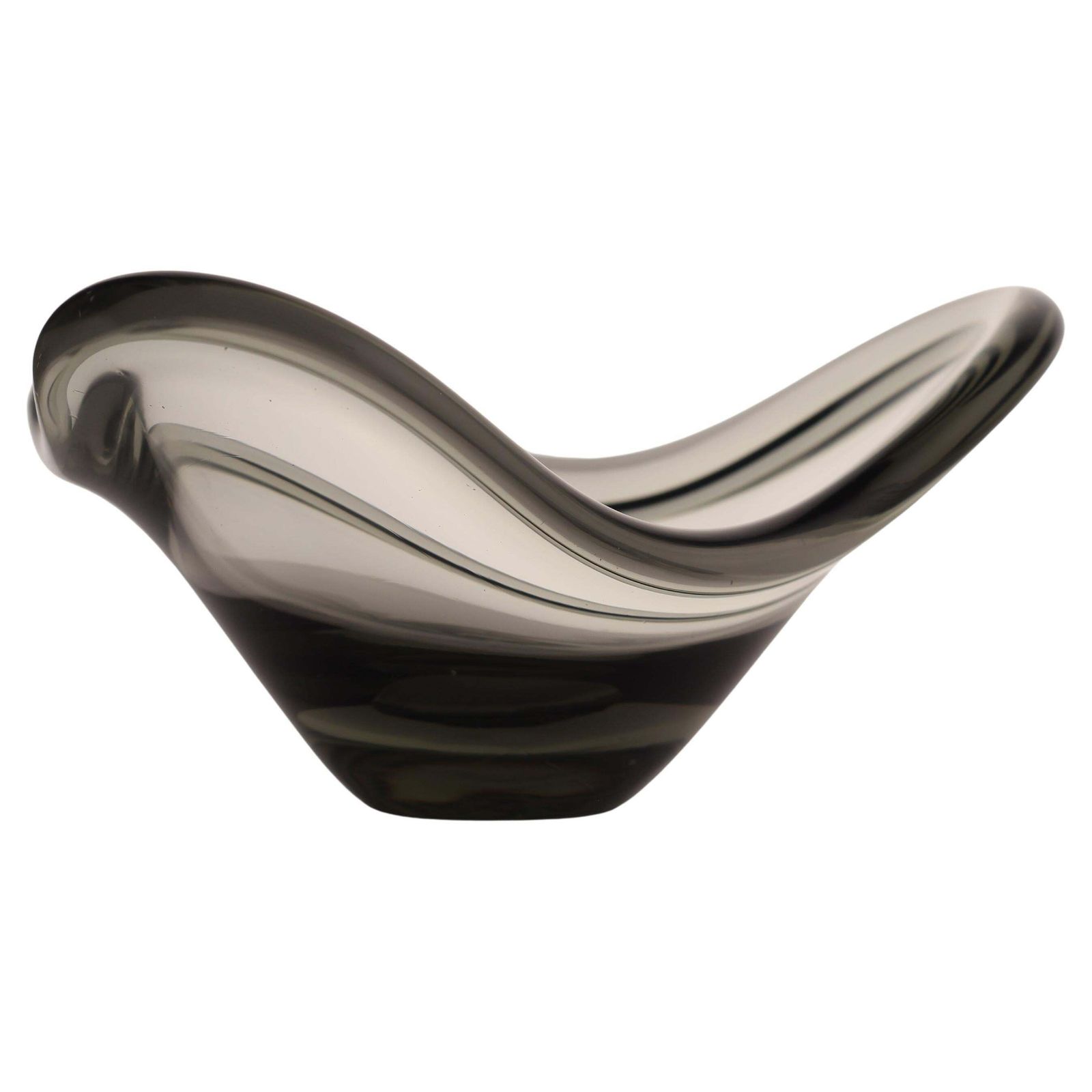 Scandinavian Modern Smoke Grey Glass Bowl, Per Lütken “Fionia” For Holmegaard