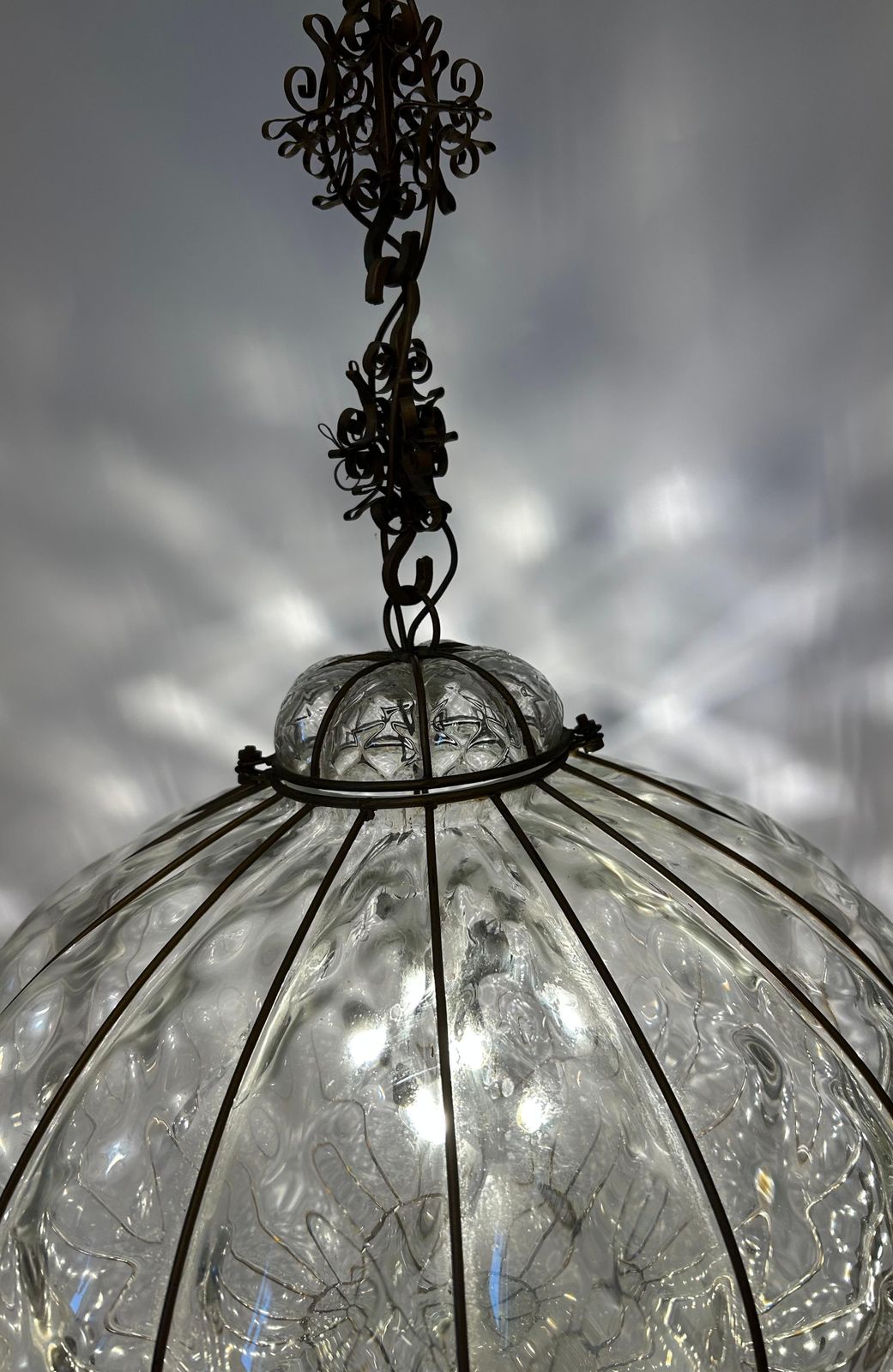 Pair Of Fabulous Venetian Lanterns, Murano Glass, 1980's photo for sale