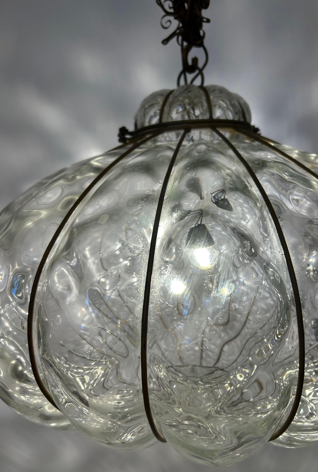 Pair Of Fabulous Venetian Lanterns, Murano Glass, 1980's photo vinterior