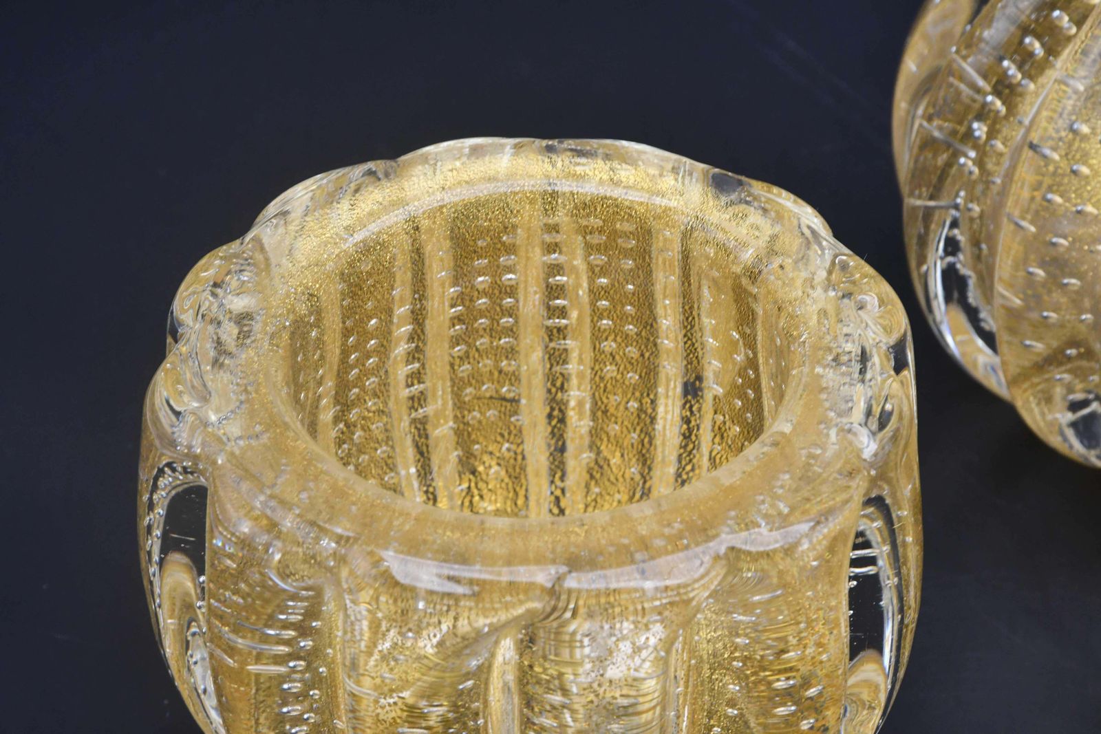 Set Of 3 Gold Ercole Barovier "Bullicante" Murano Glass Vase For Barovier & Toso photo 974.0
