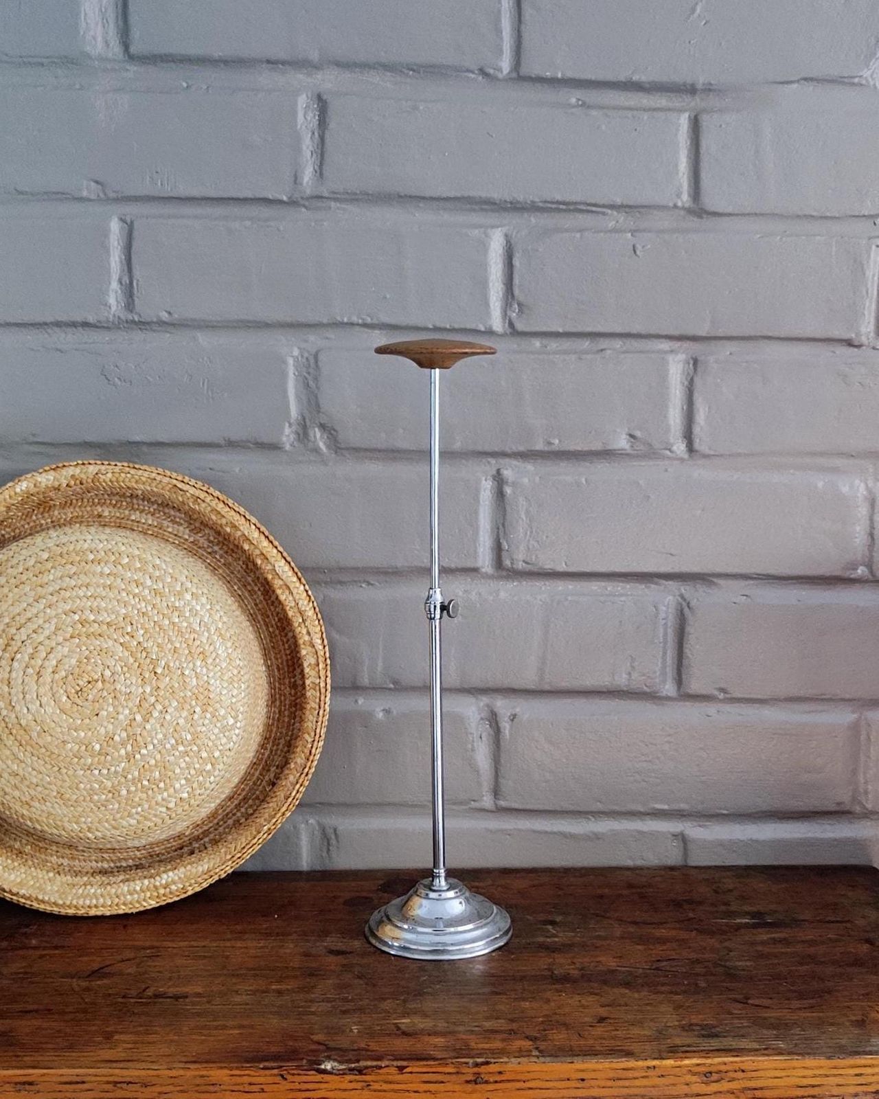 Antique French Adjustable Chrome Hat Display Stand, Vn Siegel Paris