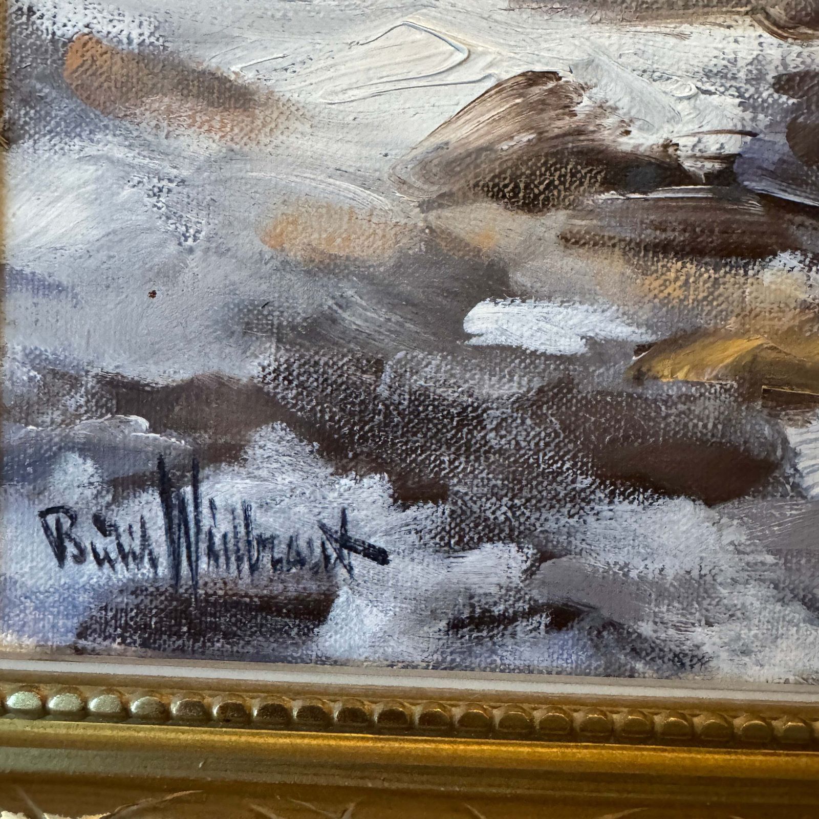 White Wings In Flight. Vintage Swedish Oil Painting By Bertil Widbrant photo for sale