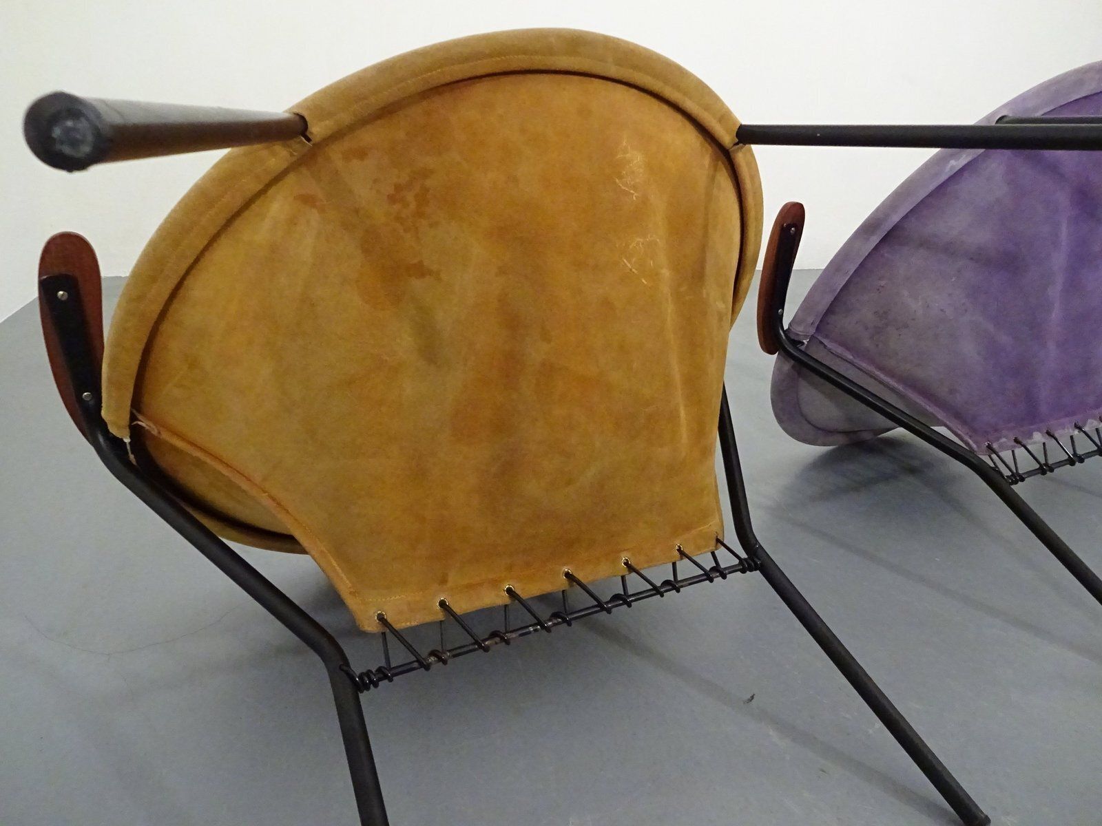 photo for sale Danish Sueded Balloon Chairs By Hans Olsen For Lea Furniture, 1950s, Set Of 4