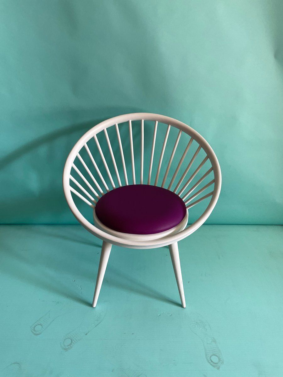 Fuchsia And White Circle Chair By Yngve Ekstrom For Swedese, 1960s