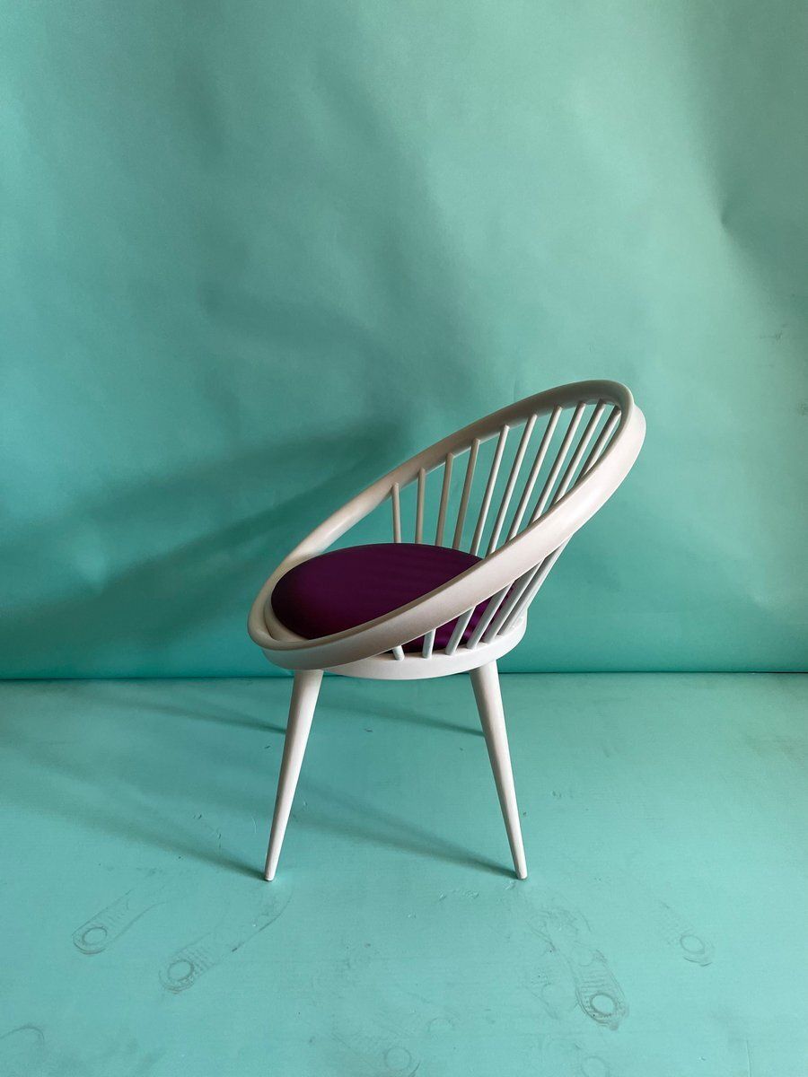 Fuchsia And White Circle Chair By Yngve Ekstrom For Swedese, 1960s photo furniture