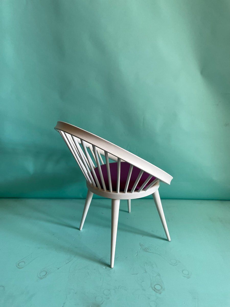 Fuchsia And White Circle Chair By Yngve Ekstrom For Swedese, 1960s photo Furniture